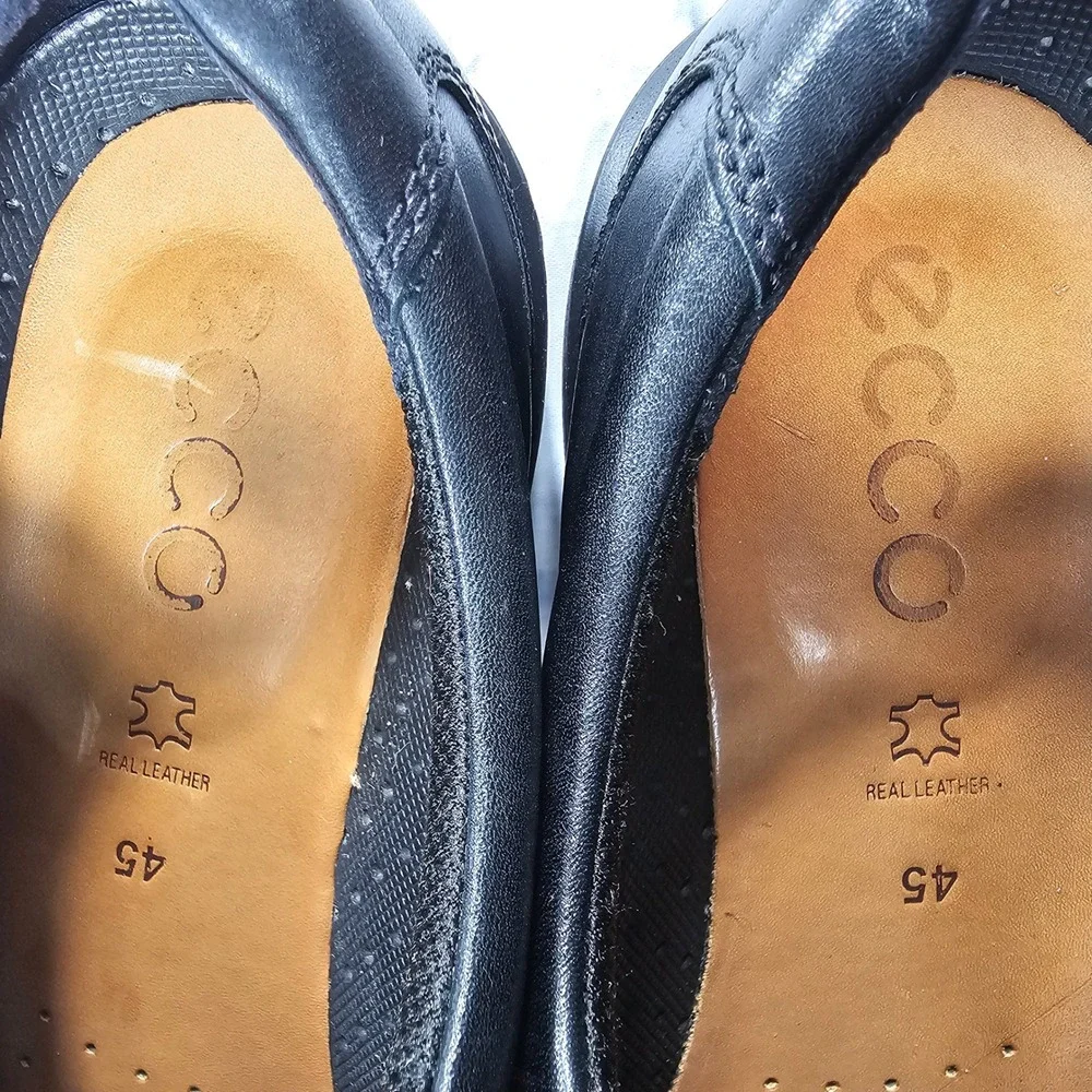 ECCO Helsinki Oxford Shoes Mens 45 US Black Leather Bicycle Toe Derby Dress Shoe
